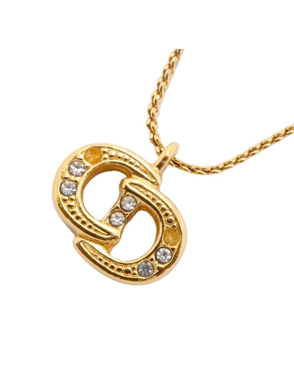 Dior Necklace CD Logo Gold Plated Rhinestone